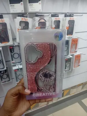 Decorative Phone Case Featuring Pink Glitter and Rhinestone