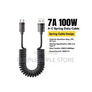 Essager 7a 100w Usb-C Spring Cable 1.8m | Fast Charge