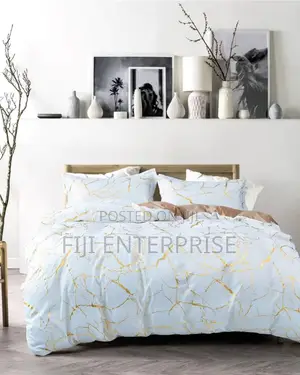 Luxury Gold Marble Foil Texture Duvet Cover Set – 6×6 6×7 | Cotton