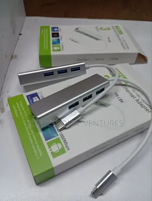 Type C Hub With Ethernet Adapter With 3 Ports Silver