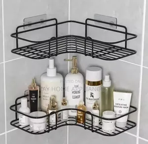 Triangular Storage Corner Shelves Material: Metallic Black in Colour