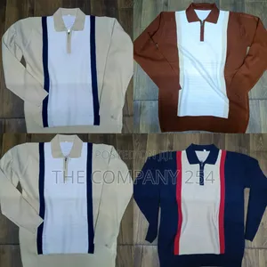 Quality Casual Long Sleeved Collar Quarter Zip Knitted Sweater