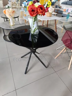 Black Round Glass Dinning Table