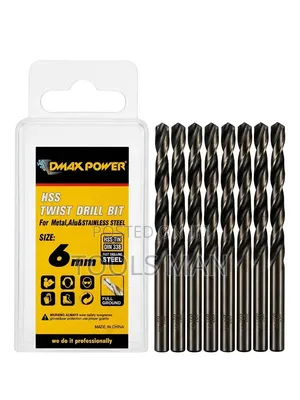 Dmax Power 6mm HSS Twist Drill Bit Set for Metal Stainless Steel.