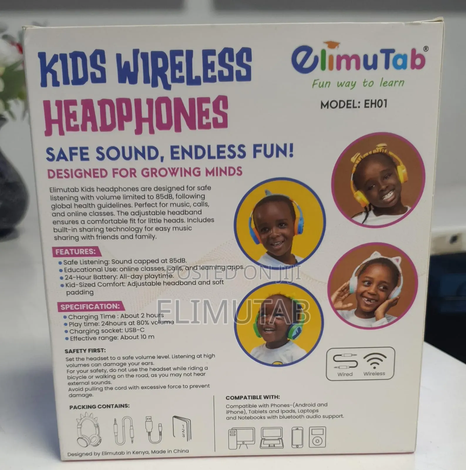Elimutab Kids Wireless Headphones - Cat