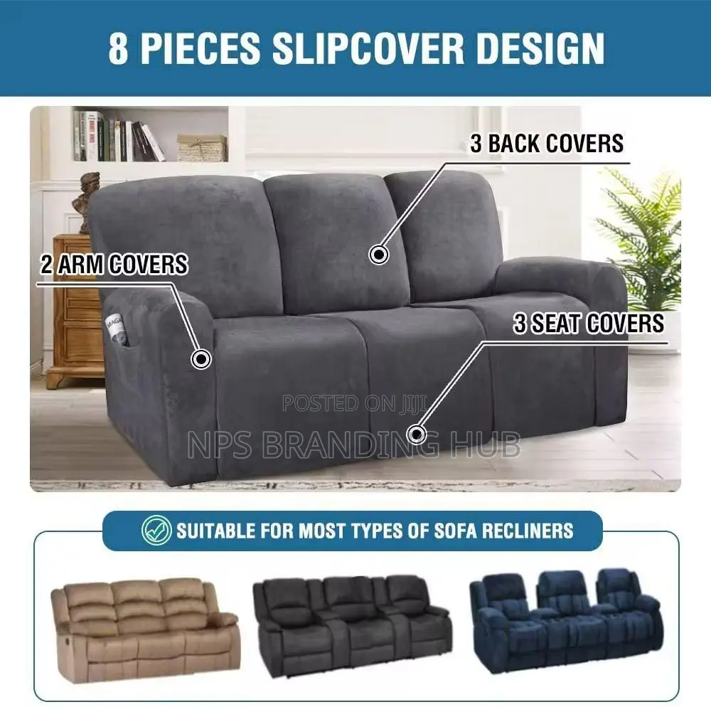 High Velvet Material Recliner Sofa Covers
