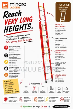 Fiberglass Extension Ladder 2x10/20ft/ Steps