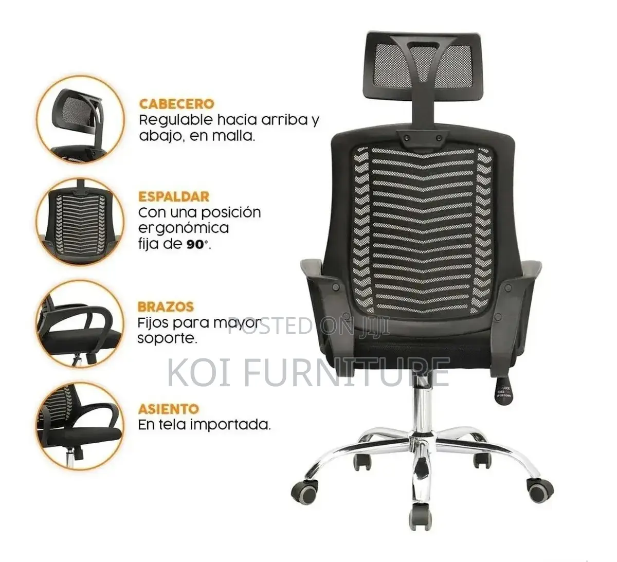 Office Chairs: High Backrest Ergonomic Adjustable Height Chair