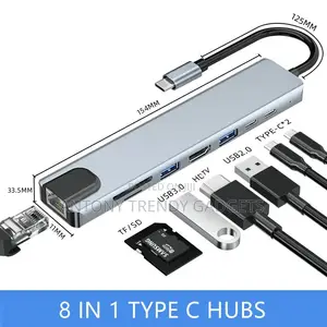 8-in-1 Usb-C Adapter Hub Hdmi Lan Usb Expansion
