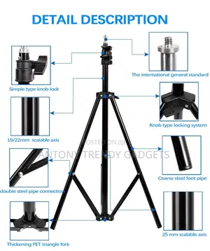 2.1m Aluminum Light Stand Tripod Adjustable With Clip