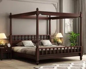 Poster Bed; Solid Wood King Size Poster Bed Frame