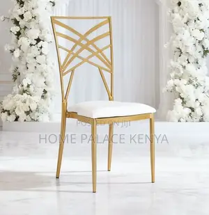 Banquet Chair: Gold Metal Cross Back Chiavari Wedding Chair