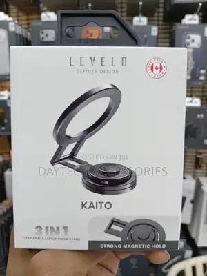 This Is Levelo Kaito 3-in-1 Magsafe Laptop Phone Holder in Matte Black