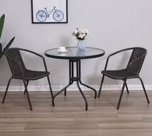 Balcony Set: Rattan Look Plastic Dining Set 2 Chairs and 1 Table