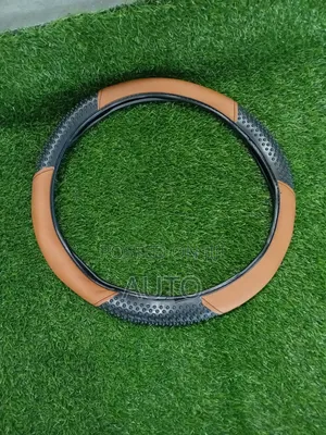 Premium Brown Black Steering Wheel Cover Non-Slip Universal Fit