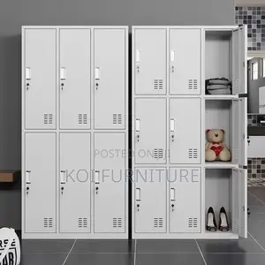 Office Cabienet; Six Lockers Drawer Steel Grey White Office Cabinet
