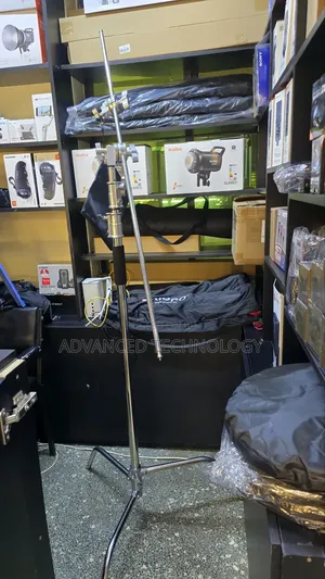Heavy Duty Silver C Stand With 2 Grip Head and Extension Arm