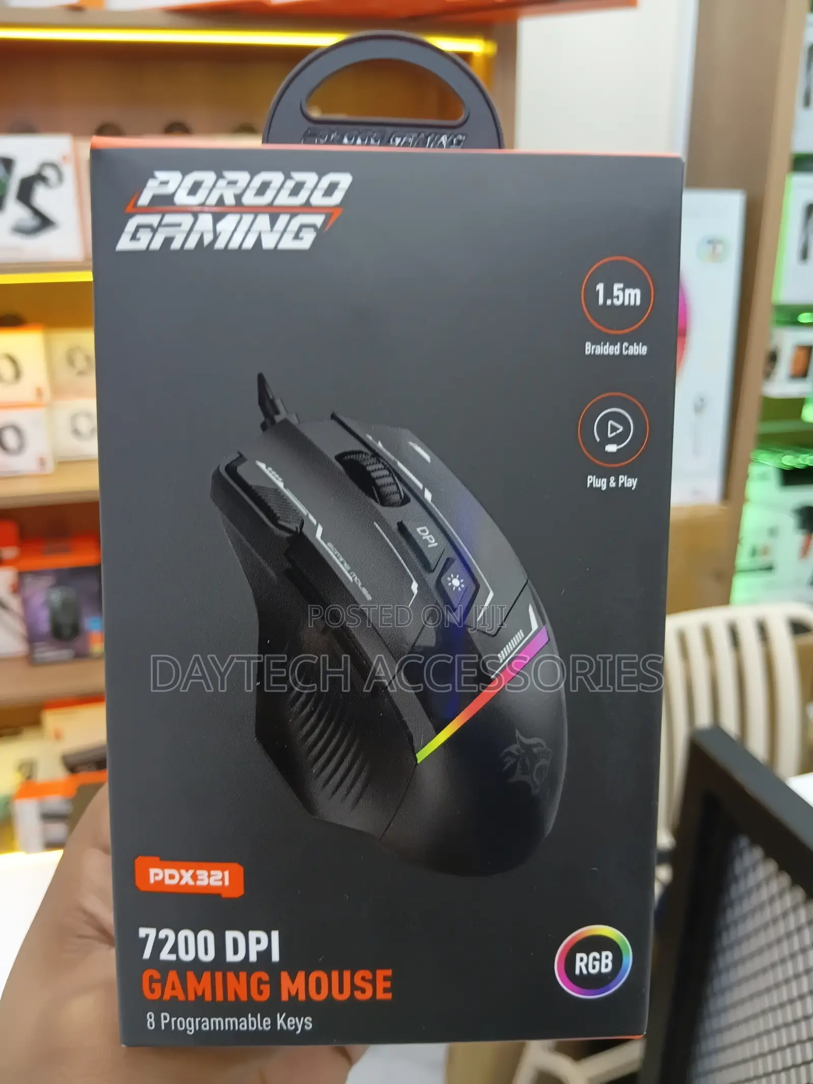 This Is a Porodo Gaming Pdx321 8d RGB Wired Mouse.