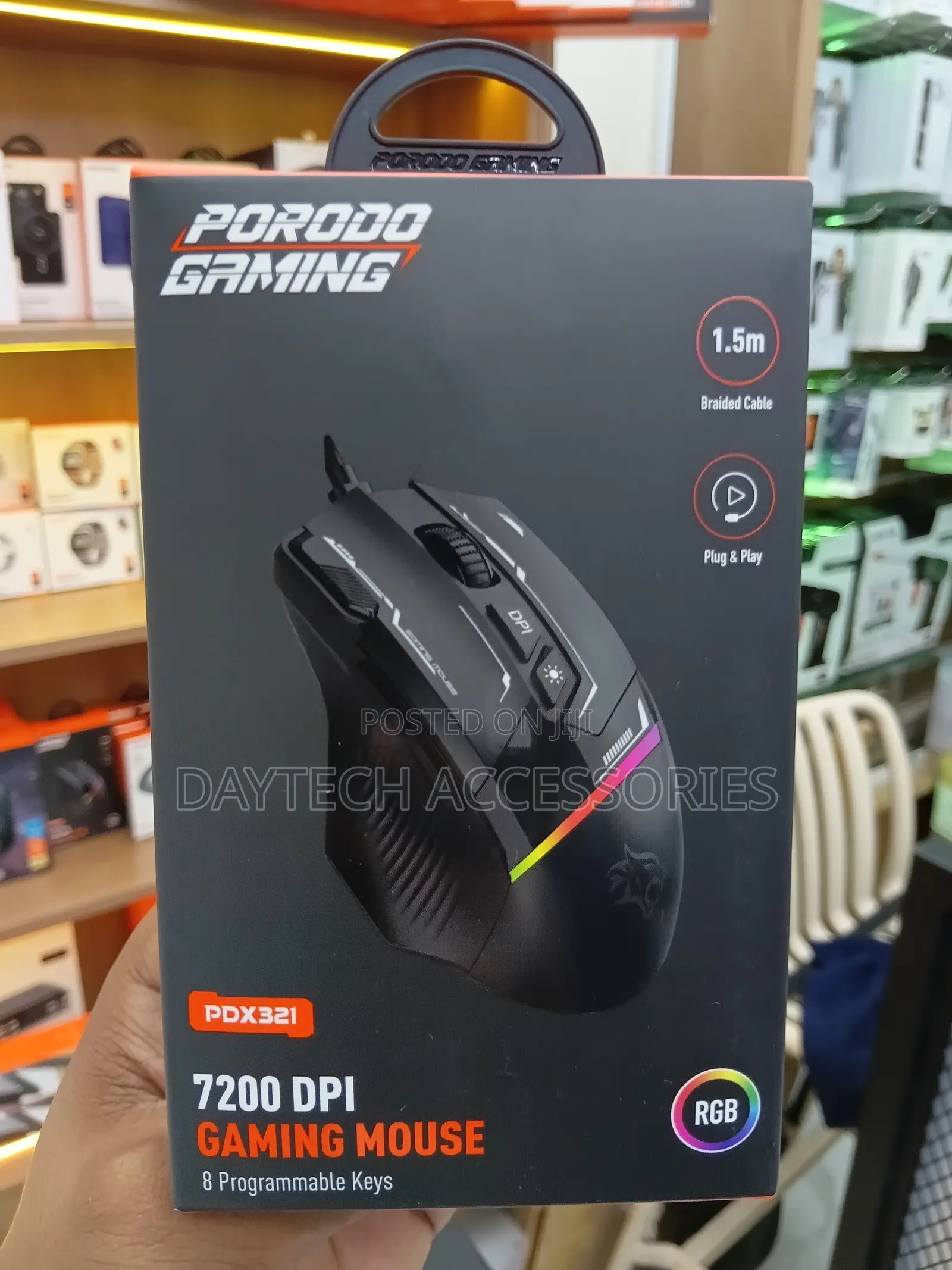 This Is a Porodo Gaming Pdx321 8d RGB Wired Mouse.