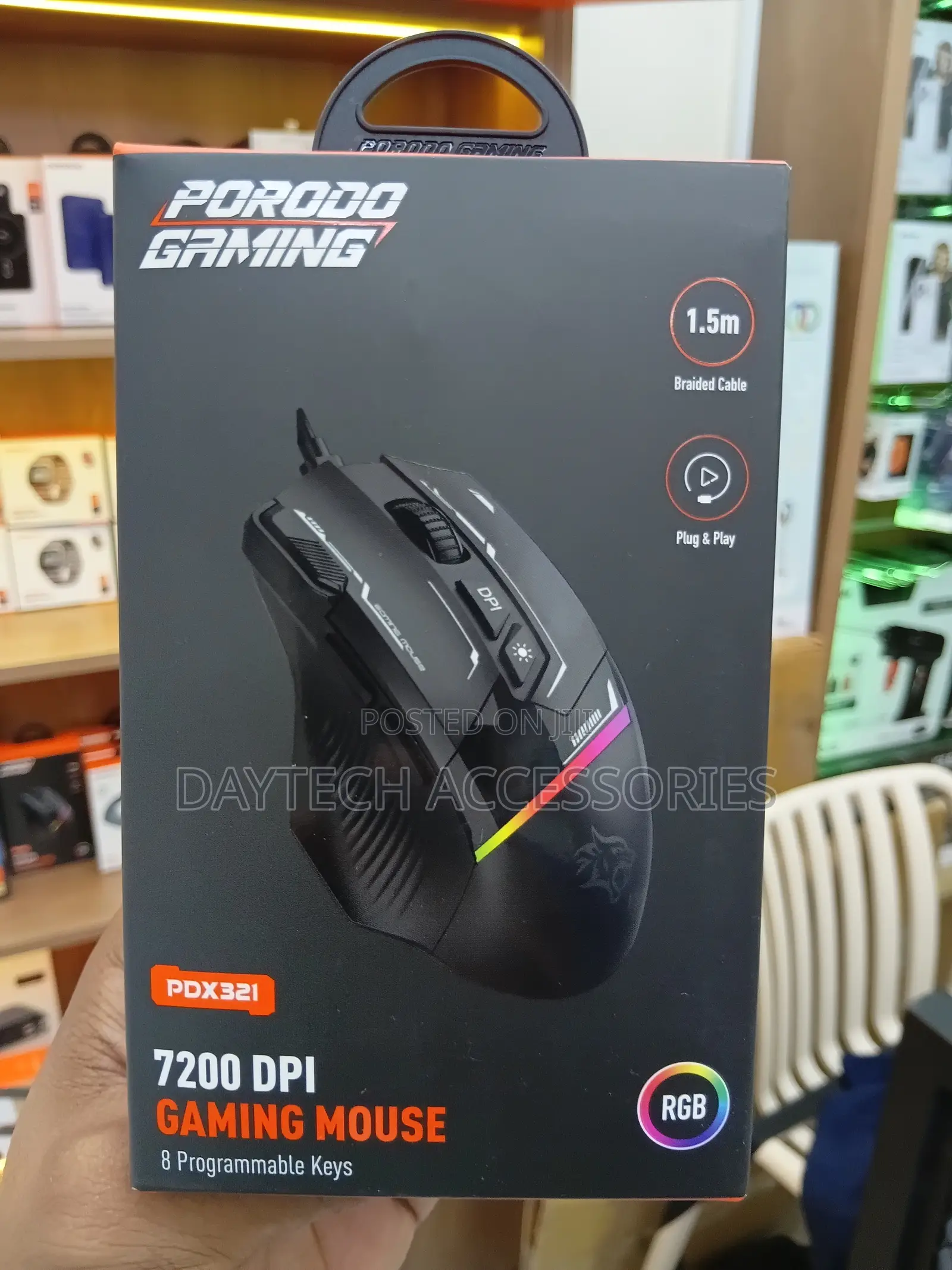 This Is a Porodo Gaming Pdx321 8d RGB Wired Mouse.