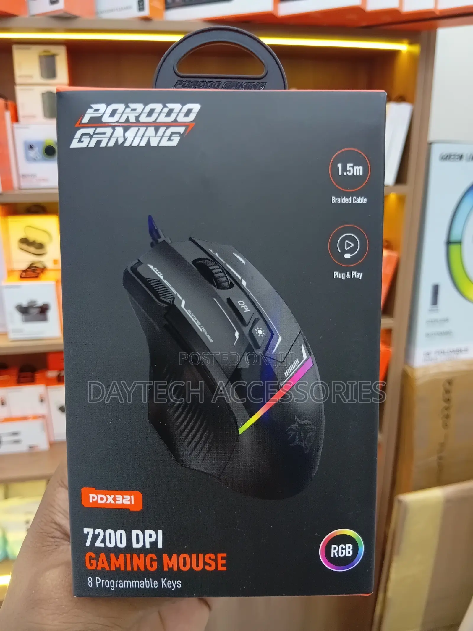 This Is a Porodo Gaming Pdx321 8d RGB Wired Mouse.