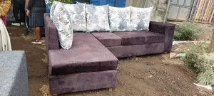 Brown L-Shaped Sofa: 5-Seater