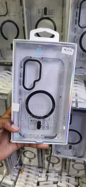 Samsung Galaxy S25 Transparent Back and a Black Magnetic Ring Case