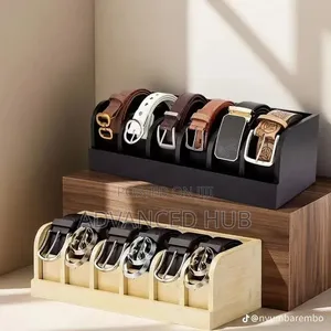 6 Slots Premium Bamboo Belt Organizer