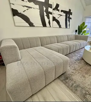 7 Seater Modern L-Shaped Sectional Sofa – Light Gray.