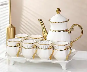 White European Luxury Tea Set With Golden Accents
