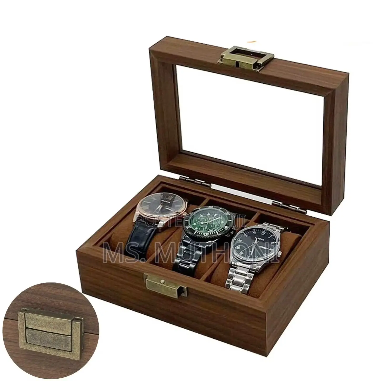 3-Slot Watch Organizer With a Clear Display Top.