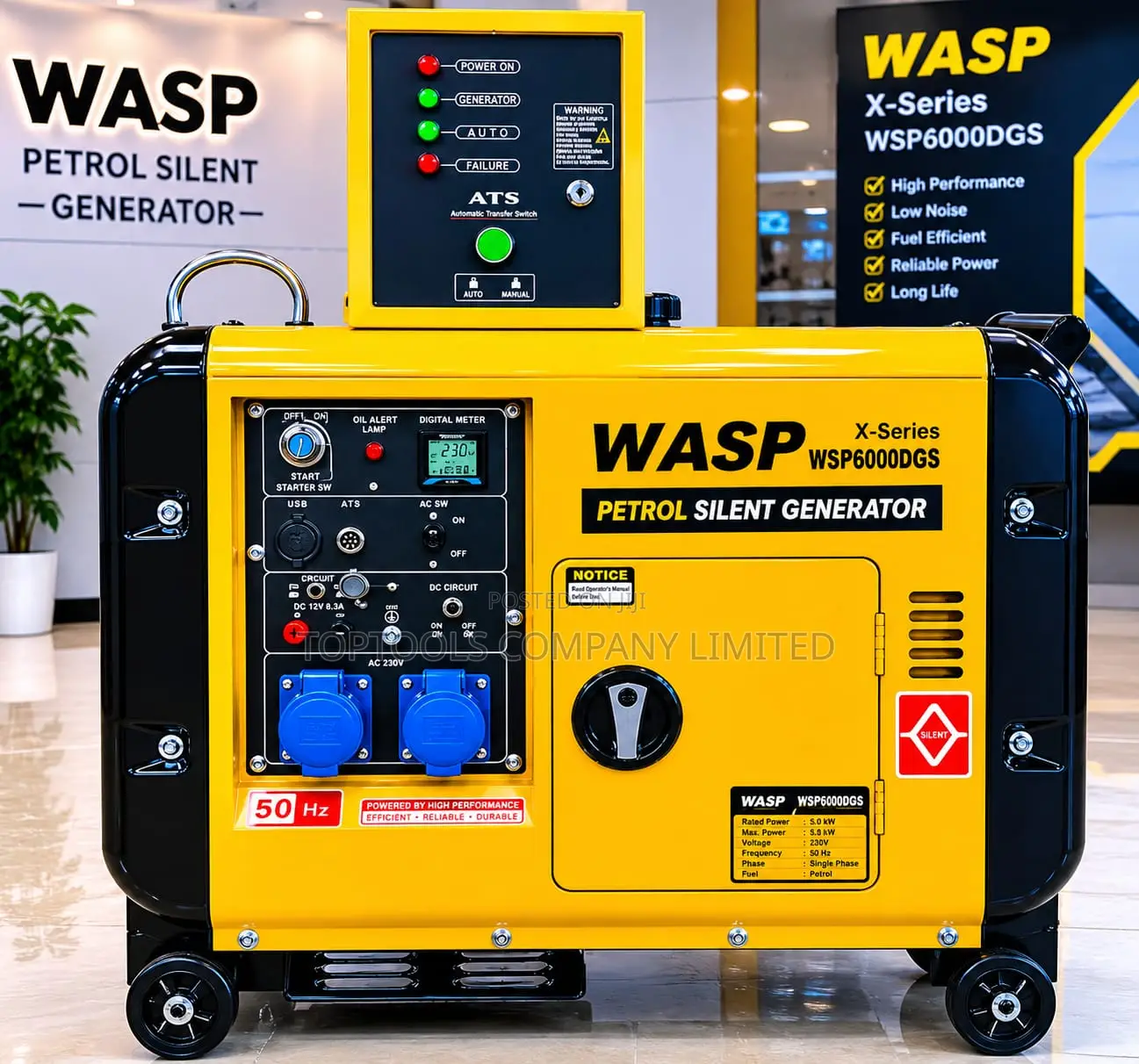 Automatic Wasp Petrol Silent Generator 6.5kva With Ats