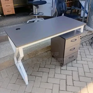 Office Metallic Desk With Side Drawers.