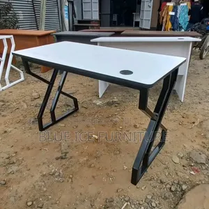 Office Metallic Desk With White Top Frame