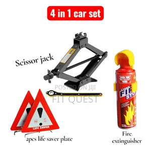 4 In 1 Car Emergency Safety Kit With Jack Triangle Fire Extinguisher