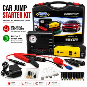 Portable Car Jump Starter Kit Power Bank Air Compressor Emergency