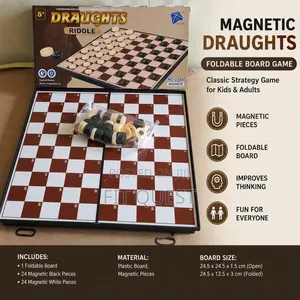 Magnetic Draughts Board Game Foldable Checkers Strategy Game Set