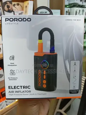 Porodo Electric Air Inflator High Pressure Built-in Flashlight