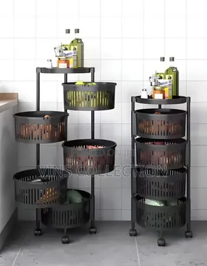 Rotatable 4-Layer Kitchen Rack With Wheels