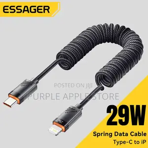 Essager 29w Type-C to Lightning Spring Cable 1.8m Fast Charge