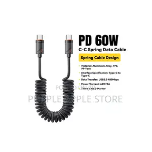 Essager Spring Data Cable Type-C to Type-C 60w Fast Charging (1.8m)