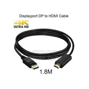 Display Port to Hdmi Adapter Cable 1.8m - Black - Support