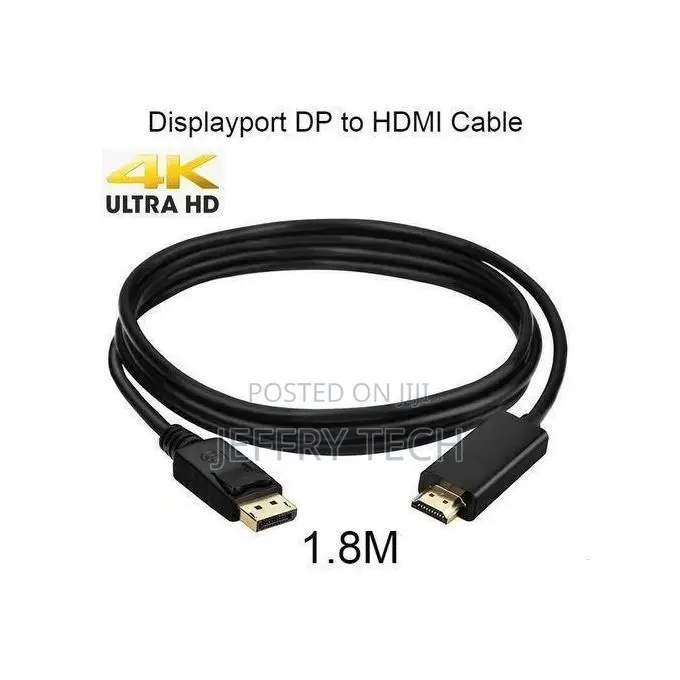 Display Port to Hdmi Adapter Cable 1.8m - Black - Support