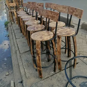 Metallic Wooden, or Sina Tabu High Bar Chairs 