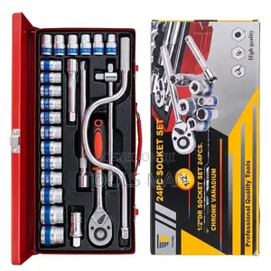 24pc 1/2" Dr Socket Set.Chrome Vanadium Heavy Duty Tool Kit.10 to 32mm