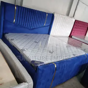 Blue Velvet Upholstered Bed