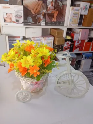 White Plastic Bicycle-Shaped Flower Vase