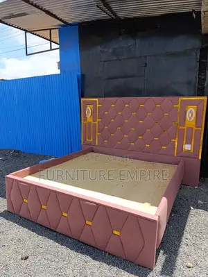 Reddish-Brown Tufted Bed Frame