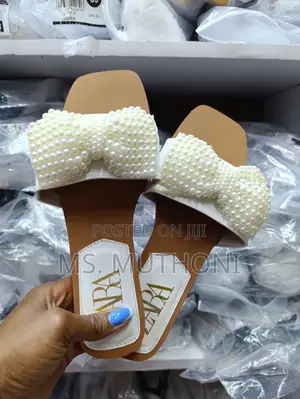 Beaded Bow Detail Quality Zara Sandals Sizes 37-42