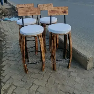 Wooden Metallic Bar or Counter Chairs With a Cushion 